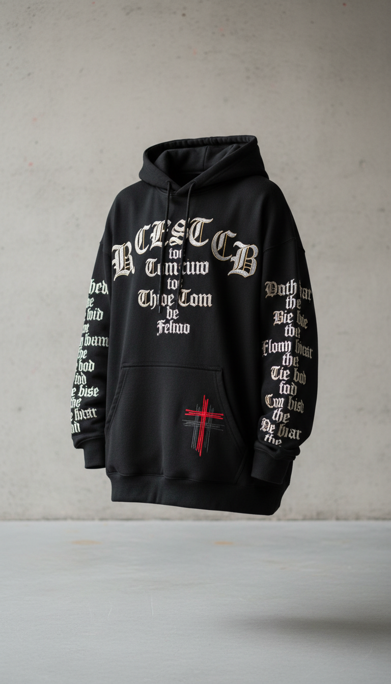 Asphalt Black Hoodie with Scripture Embroidery
