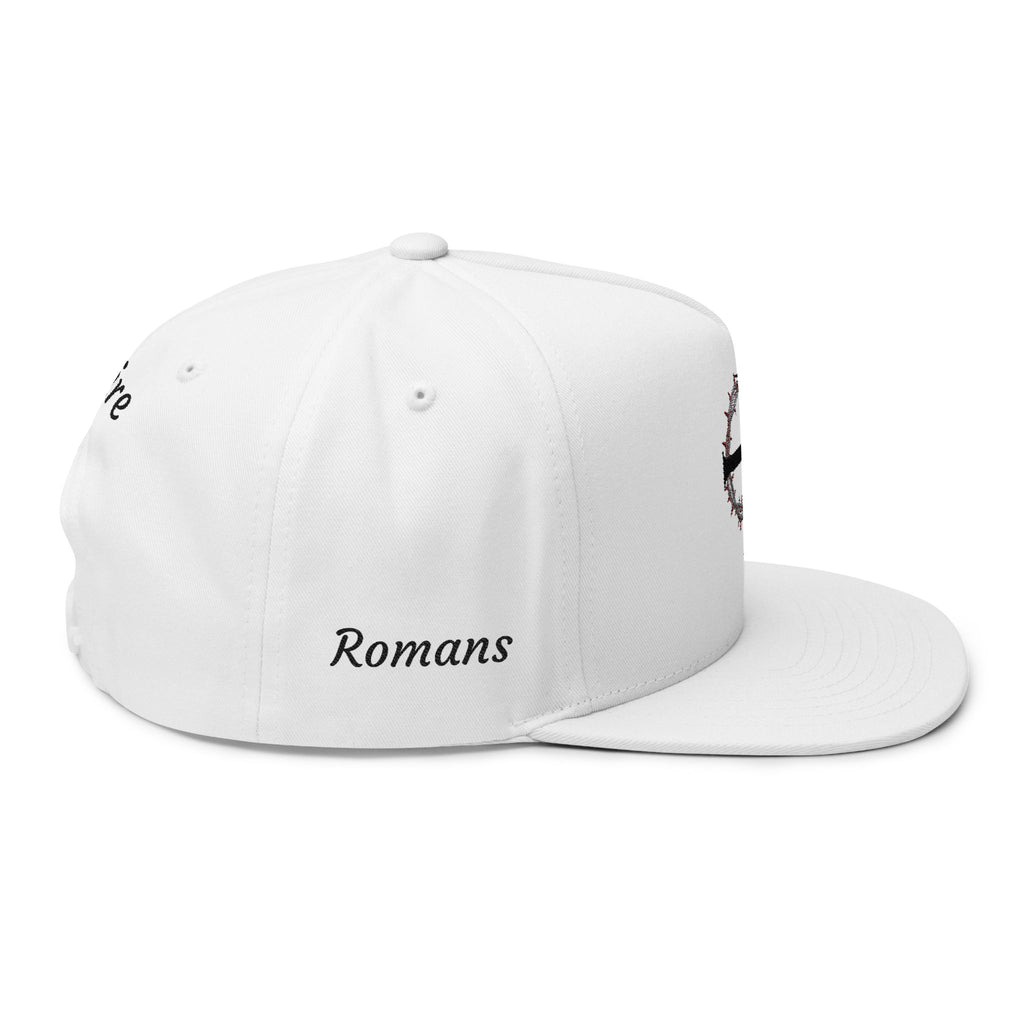 Embroidered Cross Crown Flat Bill Cap — "Croire" Snapback Hat