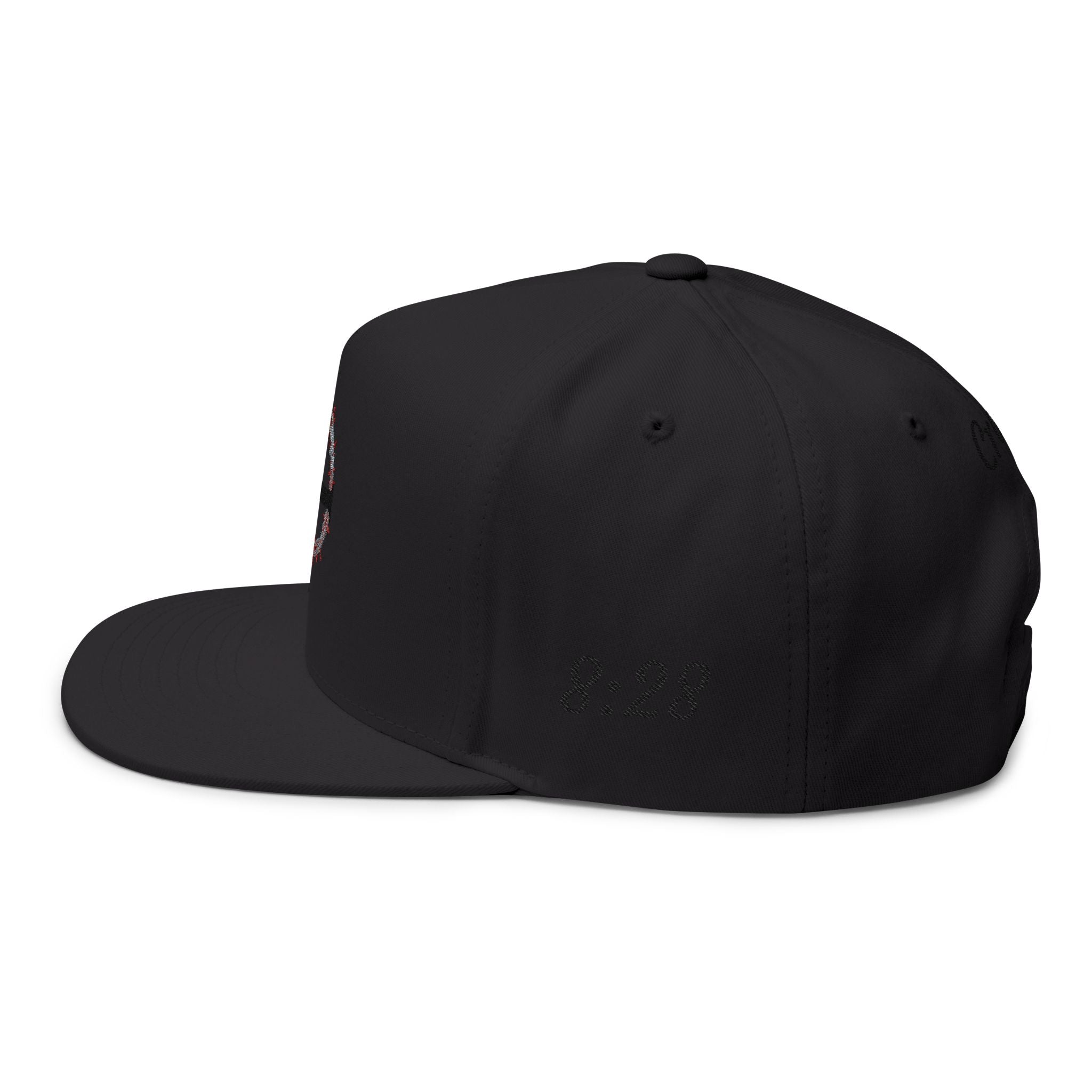Embroidered Cross Crown Flat Bill Cap — "Croire" Snapback Hat